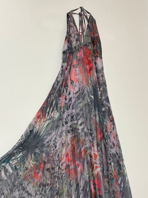 Silky long open-back dress