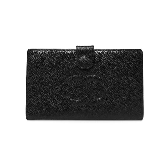 Chanel Caviar Timeless CC French Wallet Black