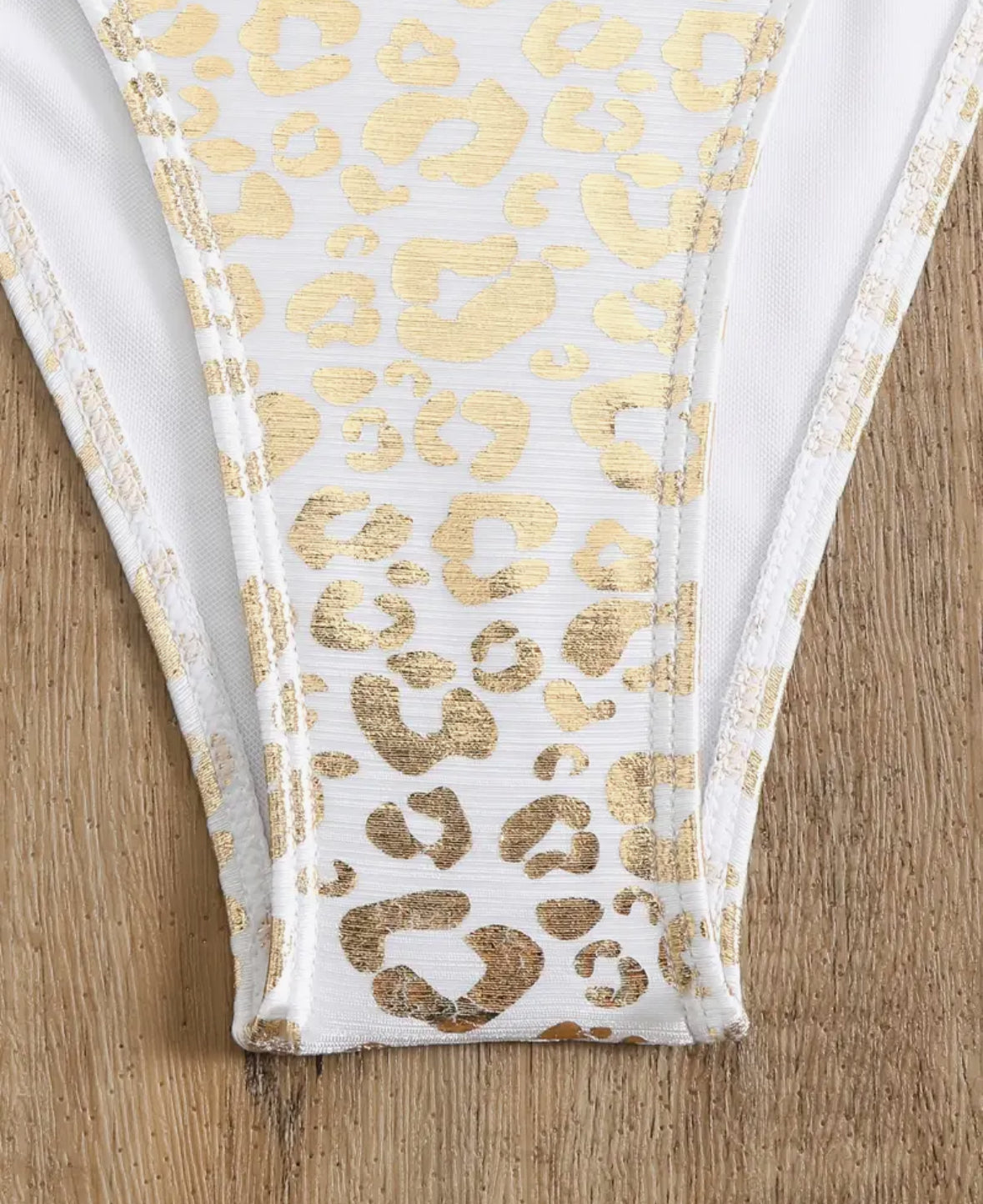 Sexy White and Gold Leopard Print Bikini